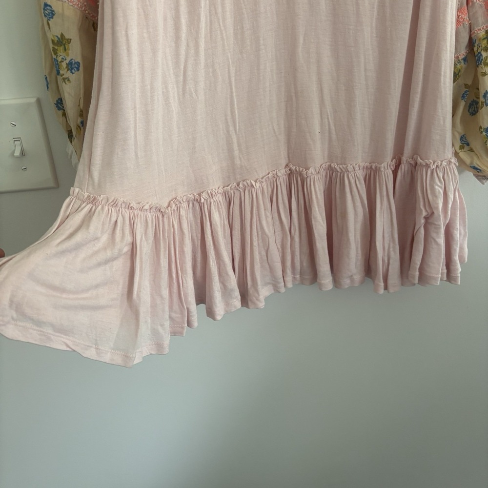 Free People Mix it Up Tunic Dress Balloon Sleeves Beads Cotton BohoFestive SzM - Picture 5 of 10